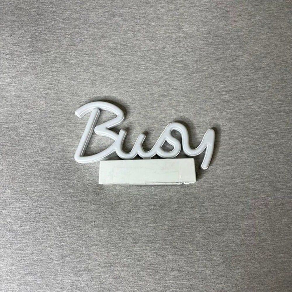 Room 2 Room "BUSY" 8.5 Inch Cursive Script Blue LED Neon Sign with Stand - Picture 7 of 7